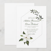 Waterverf Magnolia Wedding Invitations Kaart (Voorkant / Achterkant)