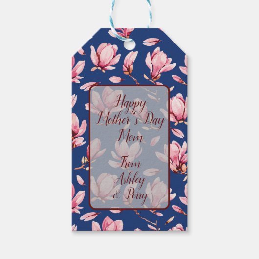 Waterverf Magnolias Cadeaulabel (Voorkant)