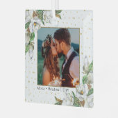 Waterverf Magnolias Couple's Wedding Dated Glas Ornament (Voorkant links)