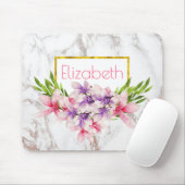 Waterverf Magnolias, Faux Marble Texture Custom Muismat (Met muis)