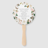 Waterverf Magnolias gepersonaliseerd bruiloft prog Handwaaier (Voorkant)