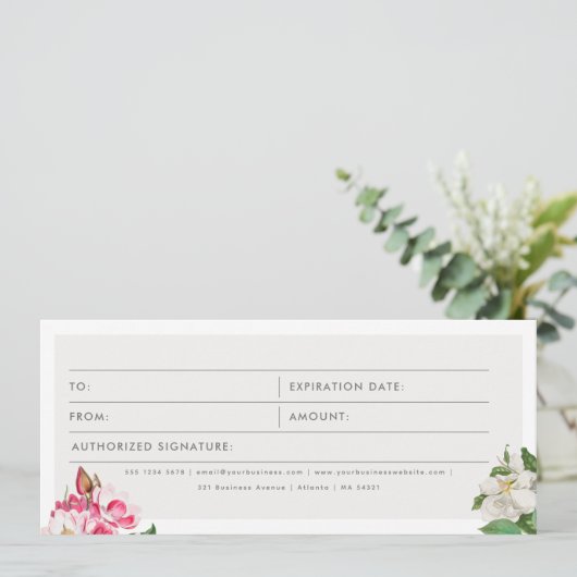 Waterverf Magnolias Logo Cadeaubon (Staand voorkant)