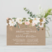 Waterverf Magnolias Rozen Kraft Vrijgezellenfeest Kaart (Staand voorkant)