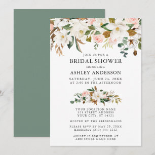Waterverf Magnolias Rozen Sage Green Shower Kaart