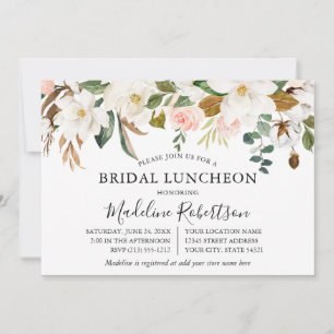 Waterverf Magnolias Rozen Vrijgezellenfeest Lunche Kaart