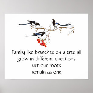 Waterverf Magpie Family Quote Animal Natuur Poster