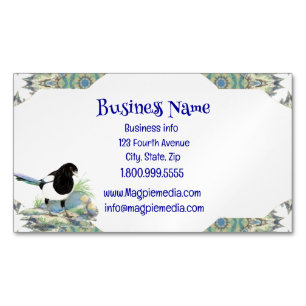 Waterverf Magpie Garden Bird Wildlife Natuur Art Magnetisch Visitekaartje