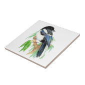 Waterverf Magpie Garden Vogelkunst Tegeltje (Zijkant)
