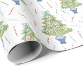 Waterverf Mahjong kerstboom Cadeaupapier (Rol Hoek)