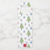 Waterverf Mahjong kerstboom Flessenhanger (Achterkant)
