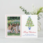 Waterverf Mahjong Kerstboom Foto Feestdagenkaart (Staand voorkant)