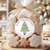 Waterverf Mahjong Kerstboom Gift Ronde Sticker