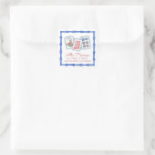 Waterverf Mahjong Tegels & Bogen behuizing Vierkante Sticker (Tas)