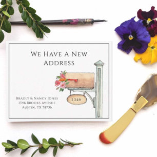 Waterverf Mailbox met Flowers Briefkaart