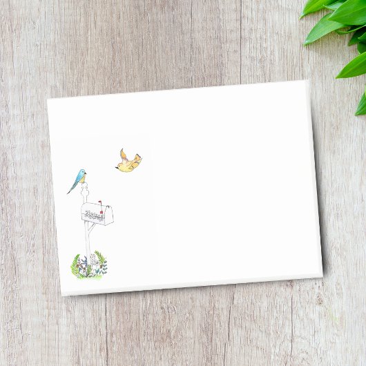 Waterverf mailbox met vogels post-it® notes