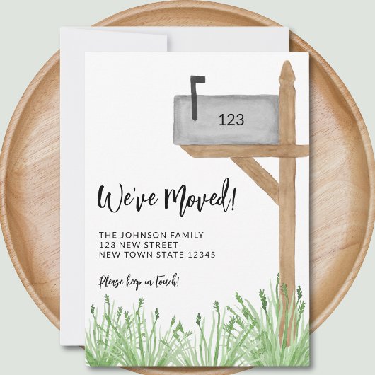 Waterverf mailbox We zijn verhuisd Aankondiging