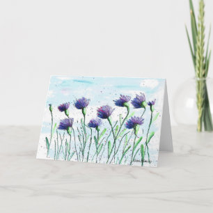 Waterverf Maïsbloemen, Folk Art Print Kaart