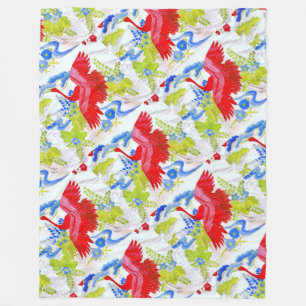 Waterverf Majestic Swans in Clouds Wings Spread Fleece Deken