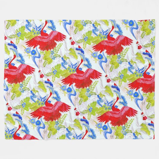 Waterverf Majestic Swans in Clouds Wings Spread Fleece Deken (Voorkant (Horizontaal))