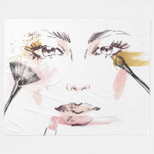Waterverf Makeup Face Fleece Deken (Voorkant (Horizontaal))
