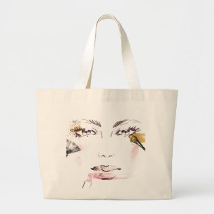 Waterverf Makeup Face Grote Tote Bag