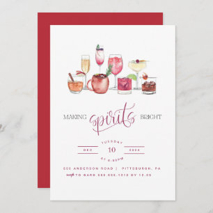 Waterverf Making Spirits Bright Party Invitation Kaart