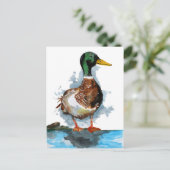 Waterverf Mallard Duck Briefkaart (Staand voorkant)