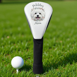 Waterverf Maltees en Floral Wreath Golfheadcover