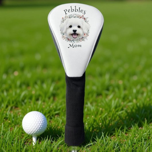 Waterverf Maltees en Floral Wreath Golfheadcover