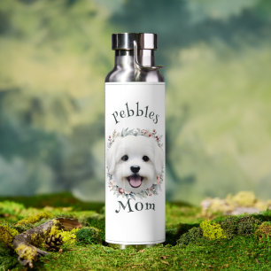 Waterverf Maltese en Floral Krans Waterfles