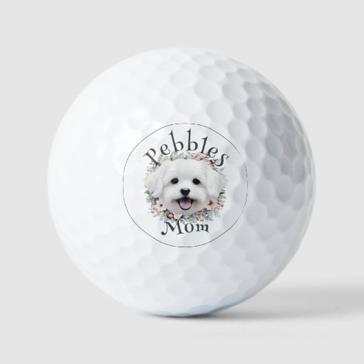 Waterverf Maltese en Floral Wreath golfballen (Voorkant)