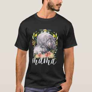 Waterverf mama Baby Hippo Dier Mama Moederdag T-shirt
