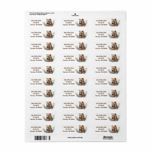 Waterverf Mama Beer en Cub Etiket (Full Sheet)