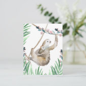 Waterverf Mama en Baby Sloth Briefkaart (Staand voorkant)