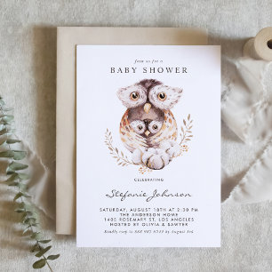 Waterverf mama en Baby uil Herfst Baby shower Kaart