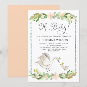 Waterverf  mammie en Baby swans Baby shower Kaart