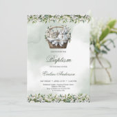 Waterverf mand met doopsel levert witte lelie kaart (Staand voorkant)