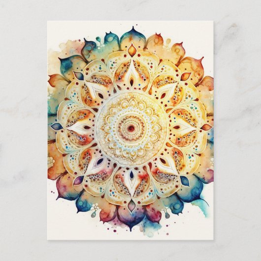 Waterverf Mandala Briefkaart (Voorkant)