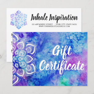Waterverf Mandala Holistic Gift Certificate Kaart