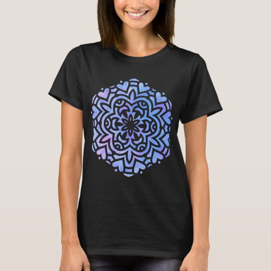 Waterverf Mandala Paarse en Blauw T-shirt (Voorkant)