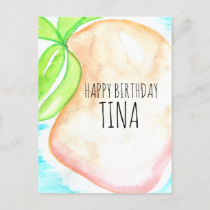 Waterverf Mango Hand Painted Tropical Birthday Briefkaart