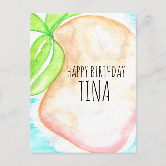 Waterverf Mango Hand Painted Tropical Birthday Briefkaart (Voorkant)