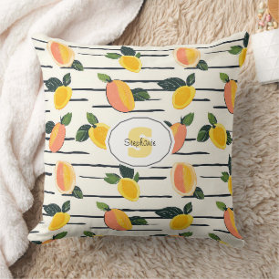 Waterverf mango met groene bladeren (2) kussen