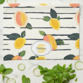 Waterverf mango met groene bladeren (2) theedoek (Gevouwen)