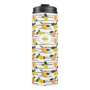 Waterverf mango met groene bladeren (2) thermosbeker