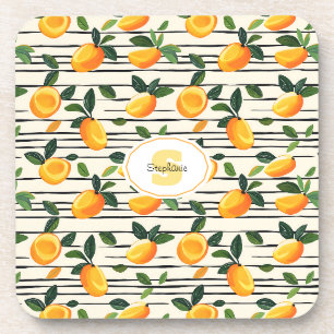 Waterverf mango met groene bladeren bier onderzetter