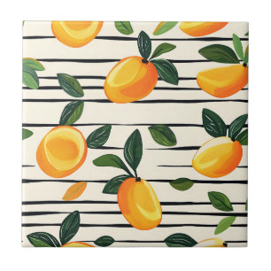 Waterverf mango met groene bladeren tegeltje