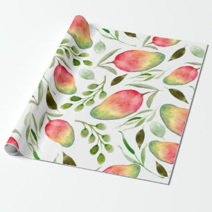 Waterverf Mango Patroon Vruchten Cadeaupapier