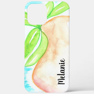Waterverf Mango Sinaasappel Blauwe Monogram iPhone 12 Pro Max Hoesje