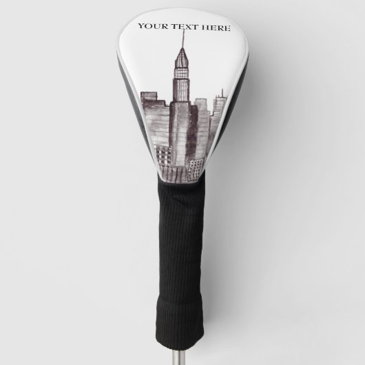 Waterverf Manhattan skyline in New York Golfheadcover (Voorkant)